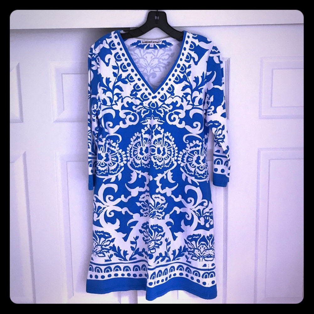 Barbara Gerwit blue & white dress